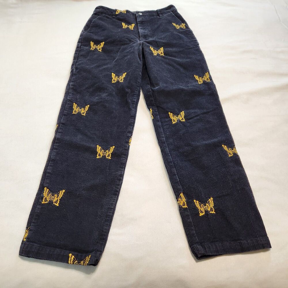 Lurking Class Pants Womens Sz 6 Corduroy Embroidered Butterfly Streetwear Goth